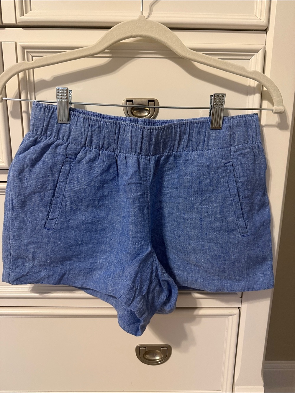 Lilly Pulitzer Blue Linen-Blend Women's Elastic Waist Shorts